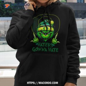 Oregon Ducks Grinch Santa Middle Finger Haters Gonna Hate Shirt