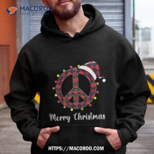 Peace Sign Santa Hat Christmas Lights Hippie Shirt 1 Peace Sign Santa Hat Christmas Lights Hippie Hoodie