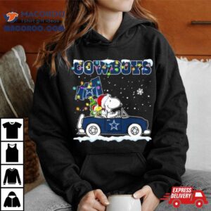 Peanuts Snoopy And Woodstock Drive Car Dallas Cowboys Christmas Shirt