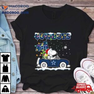 Peanuts Snoopy And Woodstock Drive Car Dallas Cowboys Christmas Tshirt