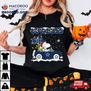 Peanuts Snoopy And Woodstock Drive Car Dallas Cowboys Christmas Tshirt