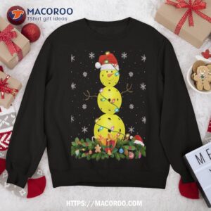 Pickleball Snowman Xmas Lighting Santa Christmas Sweatshirt