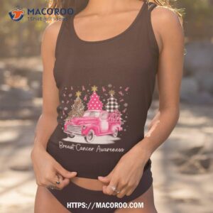 Pink Ribbon Christmas Vintage Truck Breast Cancer Awareness 2023 T Shirt