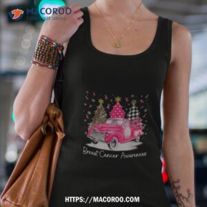 Pink Ribbon Christmas Vintage Truck Breast Cancer Awareness 2023 Tank Top 4