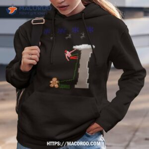 Pixel Santa Climbing Christmas Rock Climbing Shirt