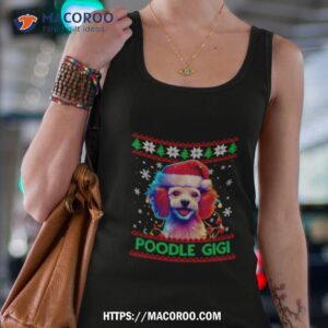 Poodle Gigi Santa Hat Grandma Poodle Lover Ugly Christmas Tank Top 4