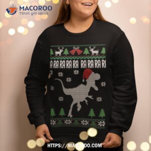 raptor santa hat velociraptor dinosaur lover ugly christmas sweatshirt sweatshirt 2