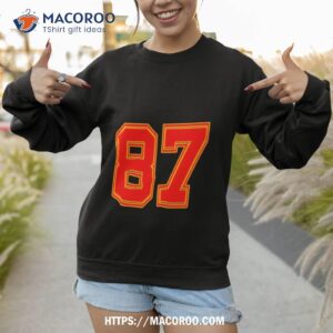 red number 87 white yellow football basketball shirt sweatshirt