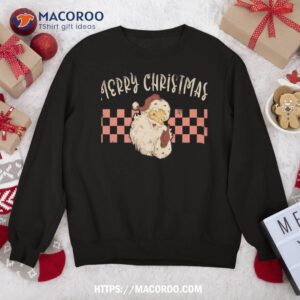 Retro Merry Christmas Vintage Checkered Santa Xmas Sweatshirt