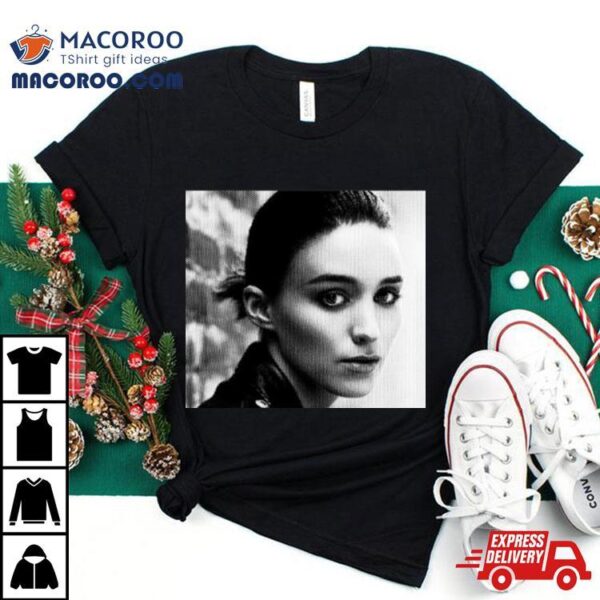 Rooney Mara Black And White Portrait Shirt