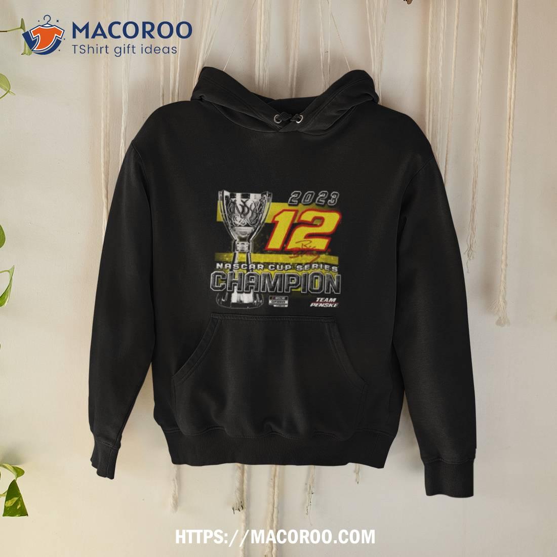 Ryan Blaney Team Penske 2023 Nascar Cup Series Champion Trophy Signature T Shirt Ryan Blaney Team Penske 2023 Nascar Cup Series Champion Trophy Signature T Shirt