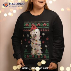 samoyed christmas lights santa dog lover ugly sweater sweatshirt sweatshirt 2