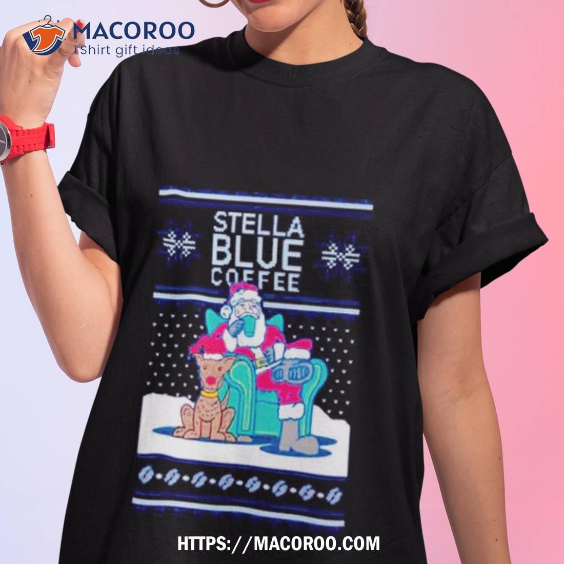 Sanata Stella Blue Coffee Ugly Christmas Shirt Sanata Stella Blue Coffee Ugly Christmas Shirt