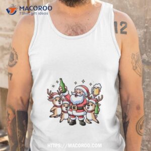 santa and reindeer beer singalong christmas shirt tank top