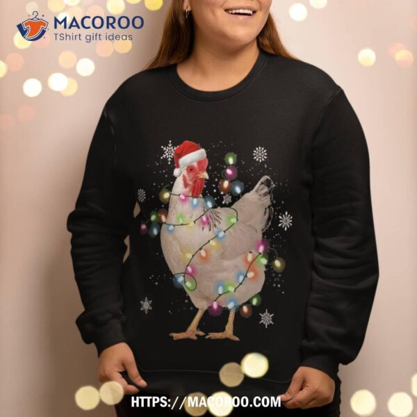 Santa Chicken Christmas Lights Farmer Xmas Lover Sweatshirt