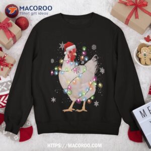 Santa Chicken Christmas Lights Farmer Xmas Lover Sweatshirt