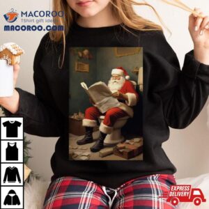 Santa Claus Reading Newspaper In The Bathroom Tshirt