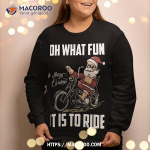 santa claus riding motorcycle bike cool biker christmas sweatshirt sweatshirt 2