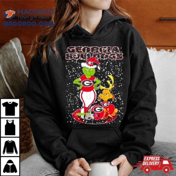 Santa Grinch And Dog Georgia Bulldogs Herd Helmet Merry Christmas Shirt