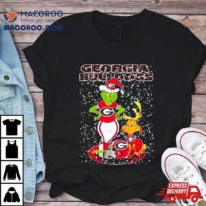 Santa Grinch And Dog Georgia Bulldogs Herd Helmet Merry Christmas Tshirt