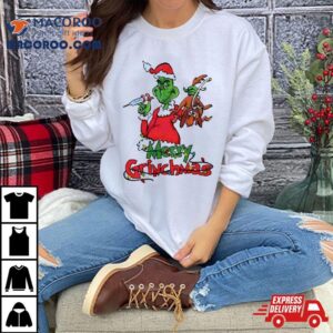 Santa Grinch And Dog Merry Grinchmas Nurse T Shirt