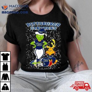 Santa Grinch And Dog Pittsburgh Panthers Herd Helmet Merry Christmas Tshirt