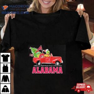 Santa Grinch Driving Car Alabama Crimson Tide Merry Christmas Tshirt