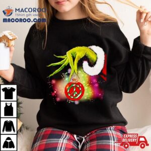 Santa Grinch Hand Holding Hippie Christmas Tshirt