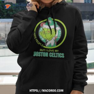 Santa Grinch I Hate People But I Love My Boston Celtics Christmas 2023 Shirt