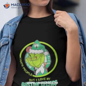 Santa Grinch I Hate People But I Love My Boston Celtics Christmas 2023 Shirt