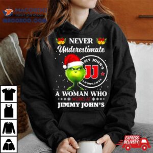 Santa Grinch Never Underestimate A Woman Who Works At Jimmy John S Christmas Tshirt