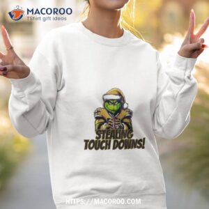 Santa Grinch New Orlean Saints Stealing Touch Downs Christmas Sweatshirt 2