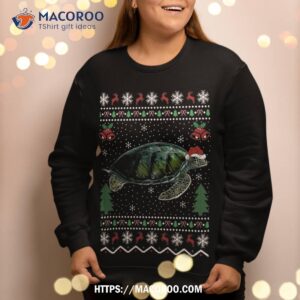 santa hat sea turtles lover xmas gift ugly turtle christmas sweatshirt sweatshirt 2