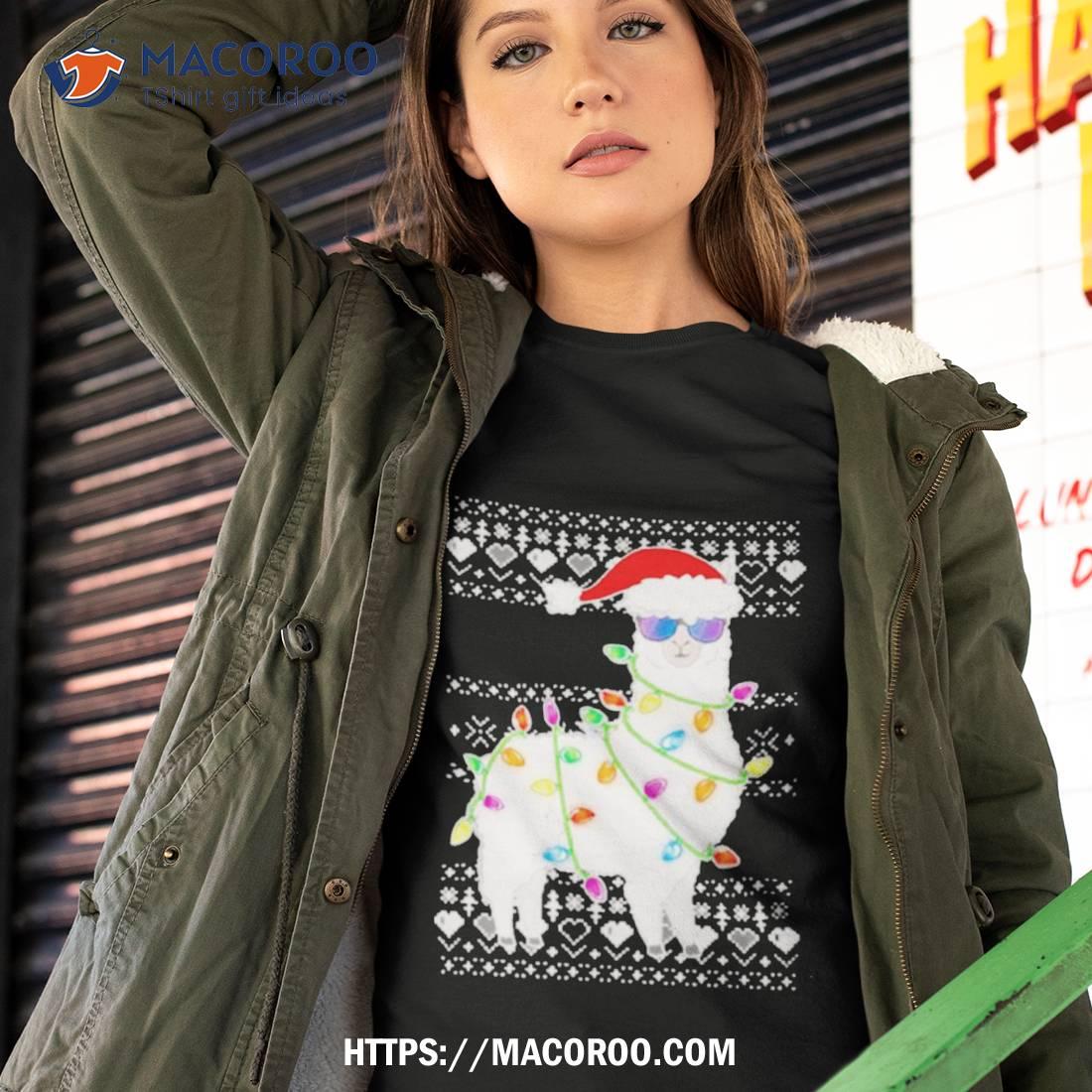 Santa Llama Ugly Christmas Light Shirt Santa Llama Ugly Christmas Light Shirt