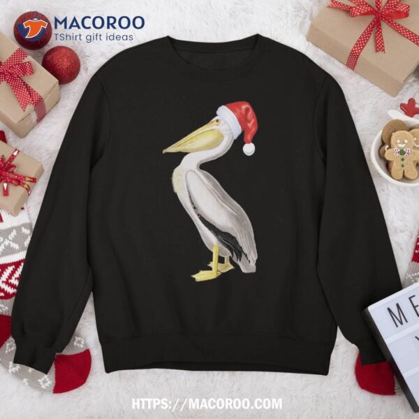 Santa Pelican Shirt Christmas Bird Gift White Sweatshirt