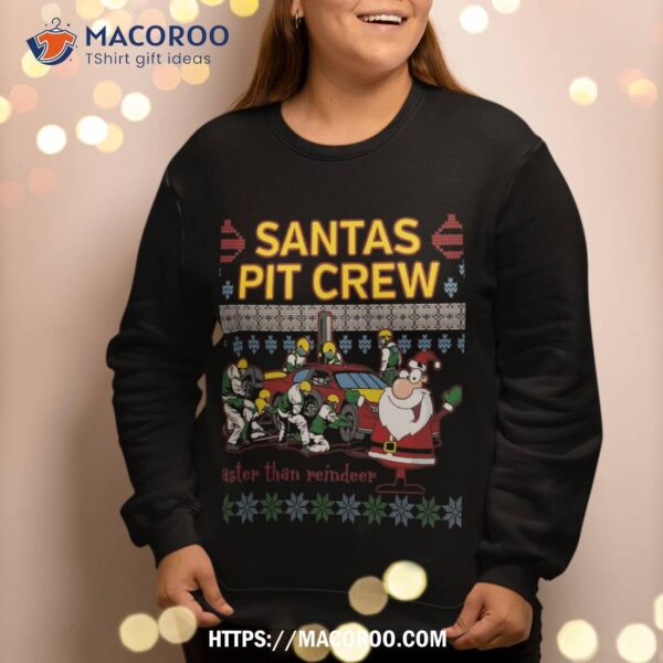 Santa’s Pit Crew Race Car Ugly Christmas Sweatshirt