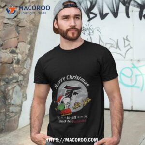 Santa Snoopy And Reindeer Woodstock Merry Christmas To All And To Atlanta Falcons Shirt