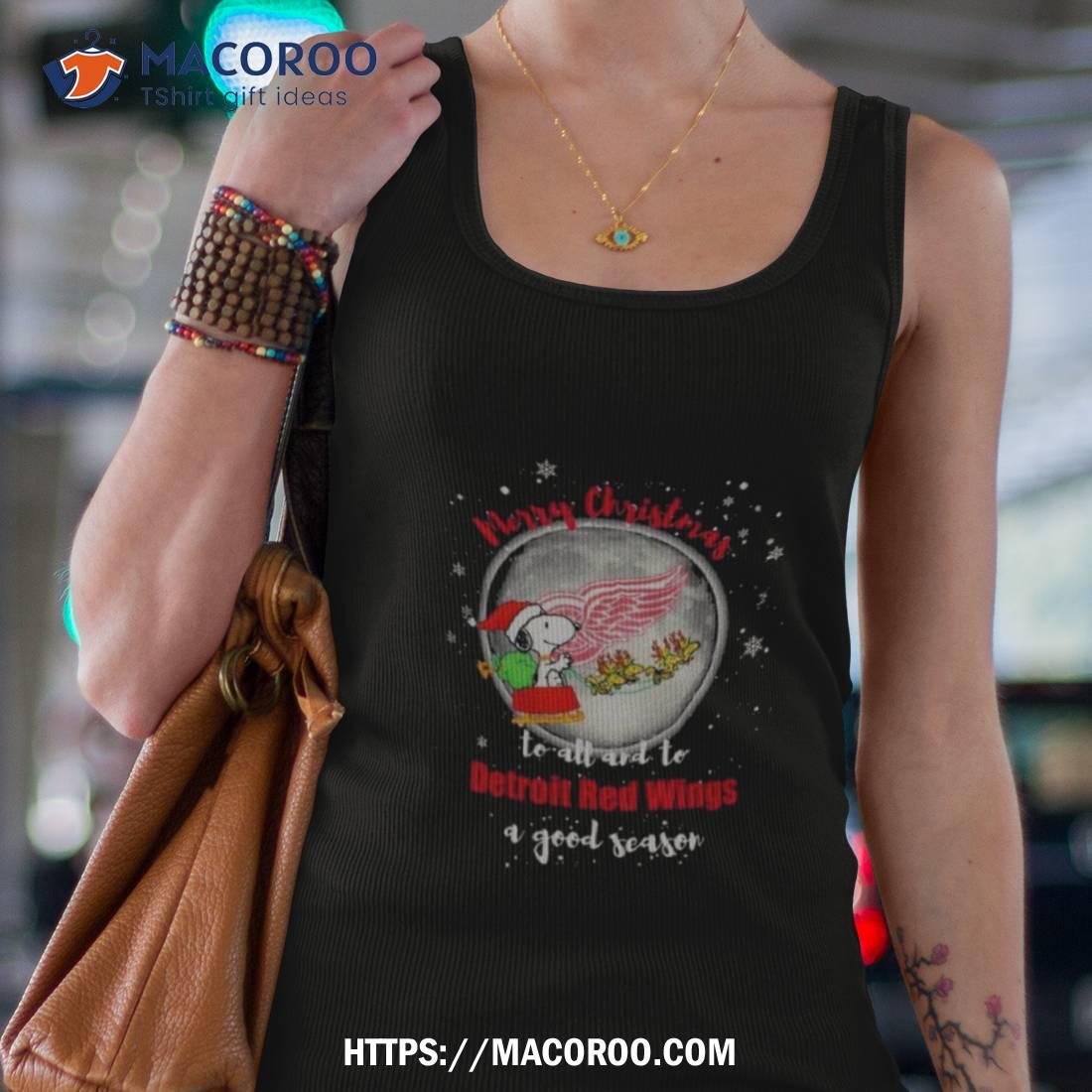 Santa Snoopy Merry Christmas To All And To Detroit Red Wings A Good Season 2023 T Shirt Santa Snoopy Merry Christmas To All And To Detroit Red Wings A Good Season 2023 T Shirt