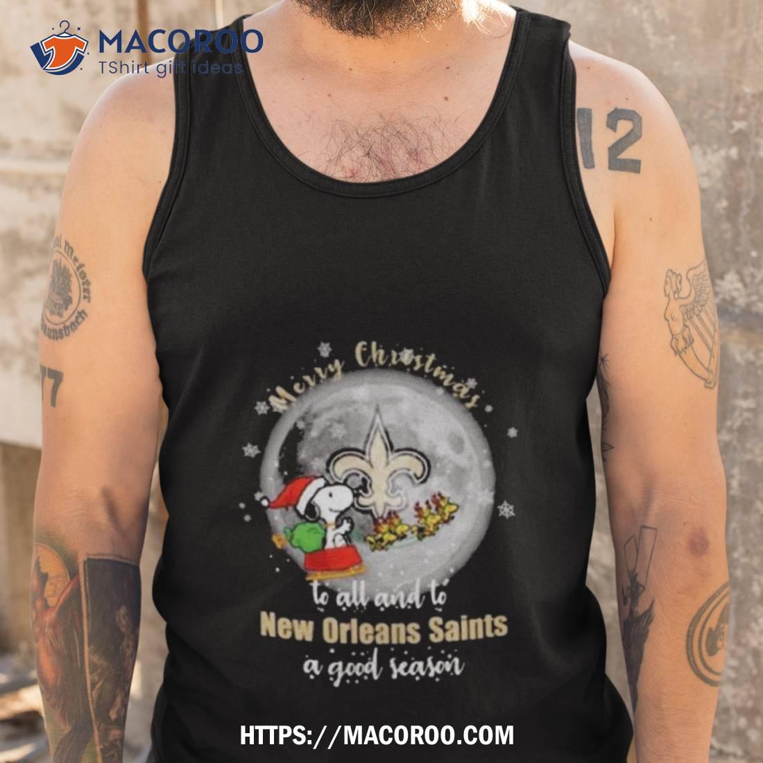 Santa Snoopy Merry Christmas To All And To New Orleans Saints A Good Season Shirt Santa Snoopy Merry Christmas To All And To New Orleans Saints A Good Season Shirt