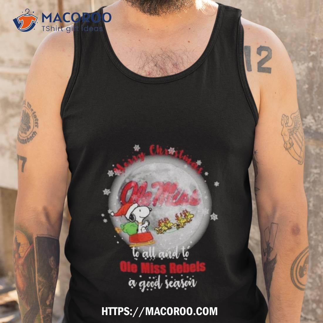 Santa Snoopy Merry Christmas To All And To Ole Miss Rebels A Good Season Shirt Santa Snoopy Merry Christmas To All And To Ole Miss Rebels A Good Season Shirt
