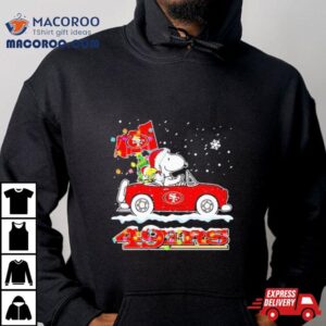 Santa Snoopy Peanut Driving Car San Francisco Ers Merry Christmas Tshirt