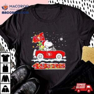 Santa Snoopy Peanut Driving Car San Francisco Ers Merry Christmas Tshirt