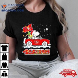 Santa Snoopy Peanut Driving Car San Francisco Ers Merry Christmas Tshirt