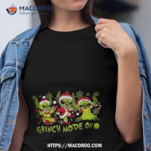 Santa Stitch Grinch Mode On Christmas T Shirt