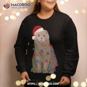 scottish fold cat christmas lights xmas lover sweatshirt sweatshirt 2