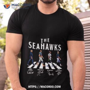 Seattle Seahawks Pete Carroll Geno Smith Dk Metcalf Jaxon Smith Njigba Walking Abbey Road Signatures T Shirt