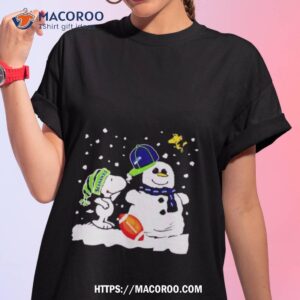 Seattle Seahawks Snoopy Wearing Hat For Snowman Christmas T Shirt
