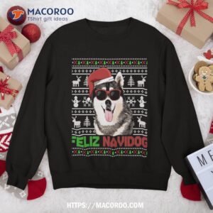 Siberian Husky Dog Feliz Navidog Funny Christmas Sweatshirt