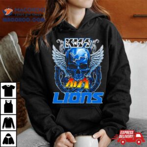 Skull Wings Kiss In Detroit Lions Football Tshirt