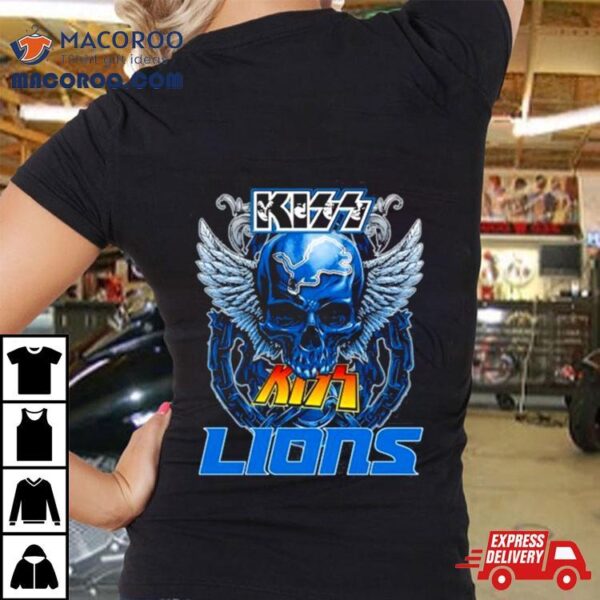 Skull Wings Kiss In Detroit Lions Football Shirt